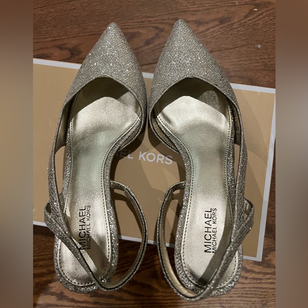 Michael Kors Glittering Metallic kitten heels
